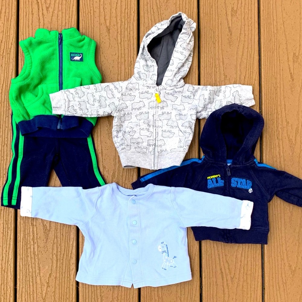 5 PIECE INFANT BOYS JACKETS SET SIZES NB & 0-3M